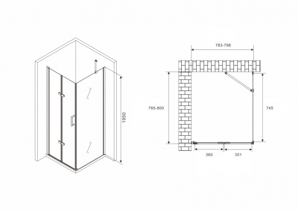 Душевой уголок ABBER Zart AG08080P-S81 фото в интернет-магазине «Wasser-Haus.ru»