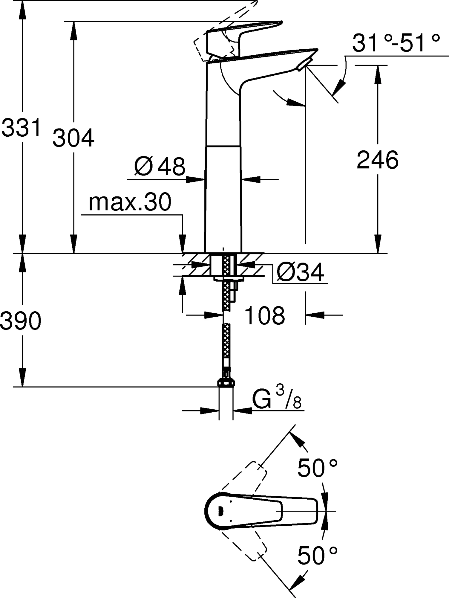 Смеситель Grohe BauEdge 23761001 хром фото в интернет-магазине «Wasser-Haus.ru»