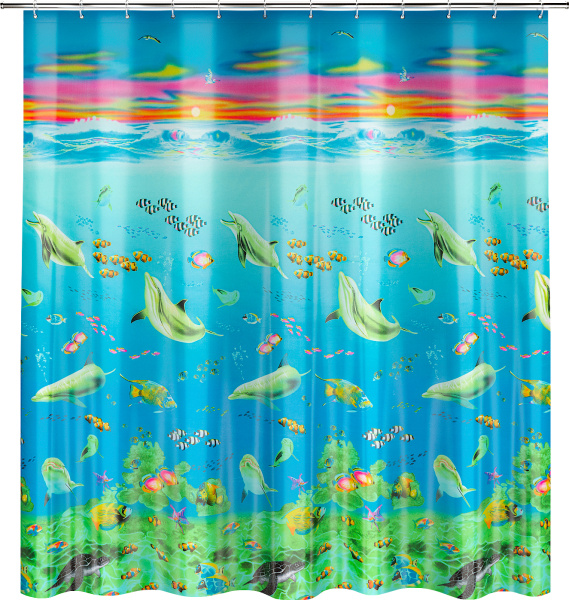 Штора для ванной Fora PH78 180х180 см, весёлые дельфины фото в интернет-магазине «Wasser-Haus.ru»