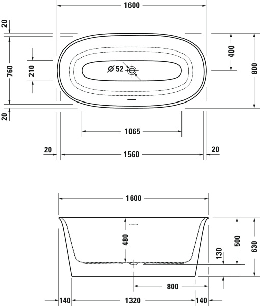 Акриловая ванна Duravit White Tulip 700468000000000 160x80 фото в интернет-магазине «Wasser-Haus.ru»