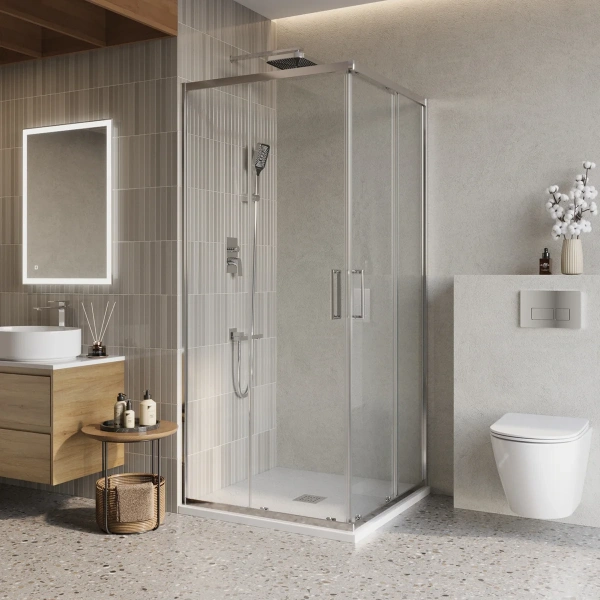 Душевой уголок BelBagno Luce A-2-80-C-Cr 80x80, профиль хром, стекло прозрачное фото в интернет-магазине «Wasser-Haus.ru»