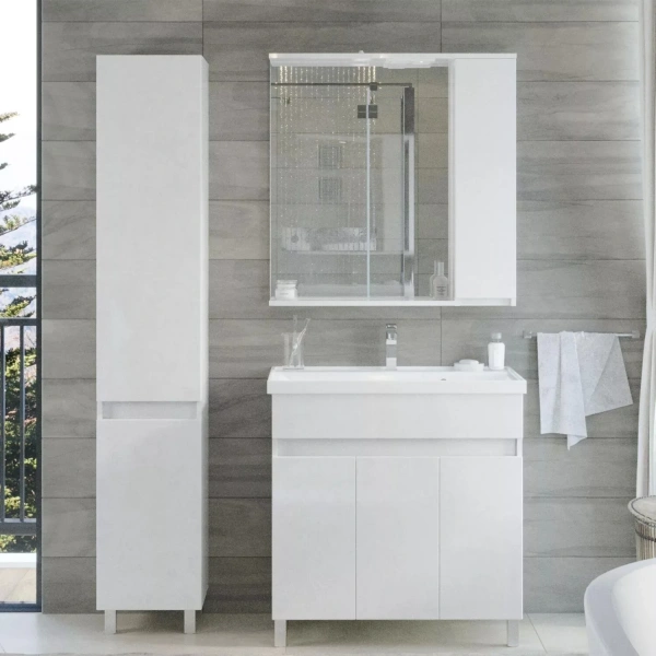 Зеркало SanStar Квадро 80 белое фото в интернет-магазине «Wasser-Haus.ru»