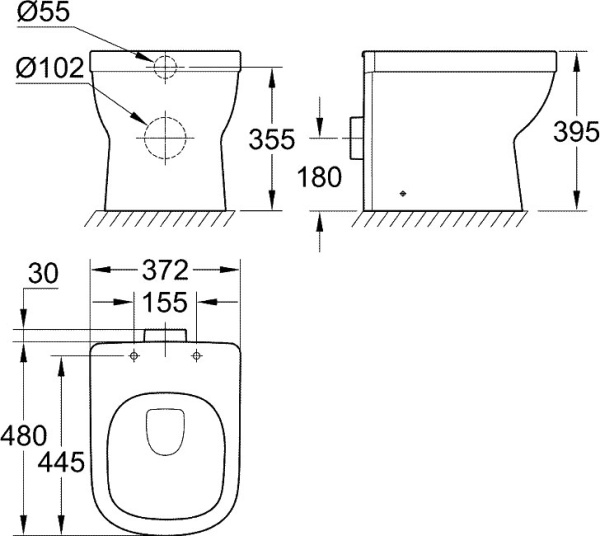 Чаша для унитаза приставного Grohe Euro Ceramic 3932900H фото в интернет-магазине «Wasser-Haus.ru»