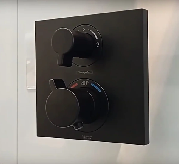 Термостатический смеситель встраиваемый Hansgrohe Ecostat Square 15714670 для душа, матовый черный фото в интернет-магазине «Wasser-Haus.ru»
