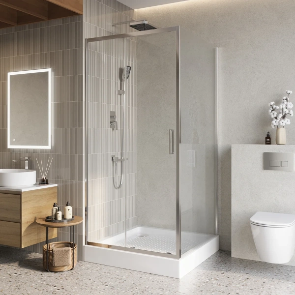 Душевой уголок BelBagno Luce A-1-100/100-C-Cr стекло прозрачное фото в интернет-магазине «Wasser-Haus.ru»