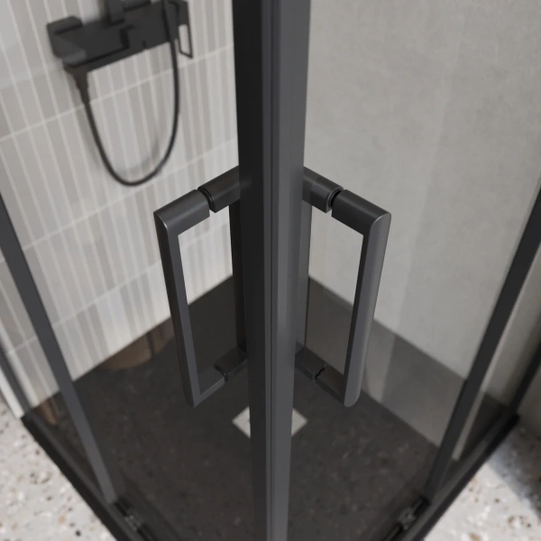 Душевой уголок BelBagno Luce A-2-90-C-NERO 90x90, профиль матовый черный, стекло прозрачное фото в интернет-магазине «Wasser-Haus.ru»