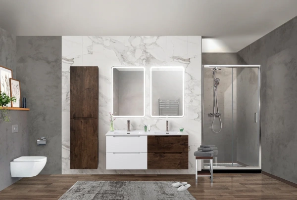 Мебель для ванной BelBagno Etna 120 bianco lucido, rovere moro фото в интернет-магазине «Wasser-Haus.ru»