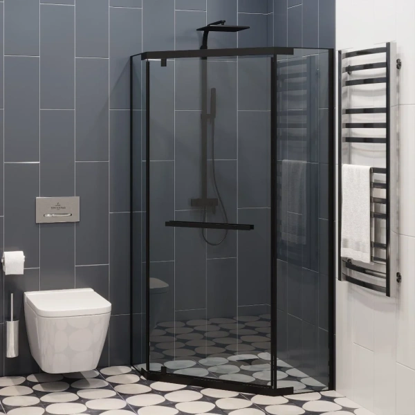Душевой уголок Ceruttispa Chika ZP101B 100x100, профиль черный фото в интернет-магазине «Wasser-Haus.ru»