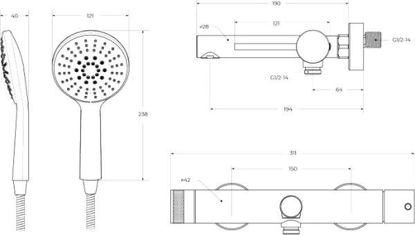 Смеситель для ванны с душем Cezares Relax RELAX-VD-01, хром фото в интернет-магазине «Wasser-Haus.ru»