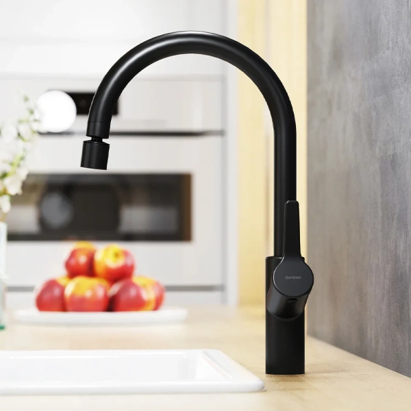 Смеситель для кухни Damixa Eclipse 310722300 с двухрежимным регулируемым аэратором, черный фото в интернет-магазине «Wasser-Haus.ru»