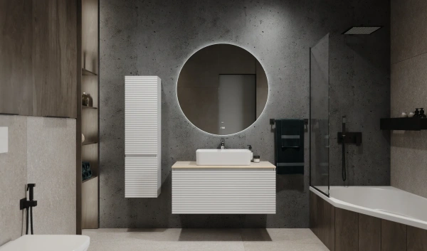 Зеркало круглое Raval Solo 100, с подсветкой и часами фото в интернет-магазине «Wasser-Haus.ru»