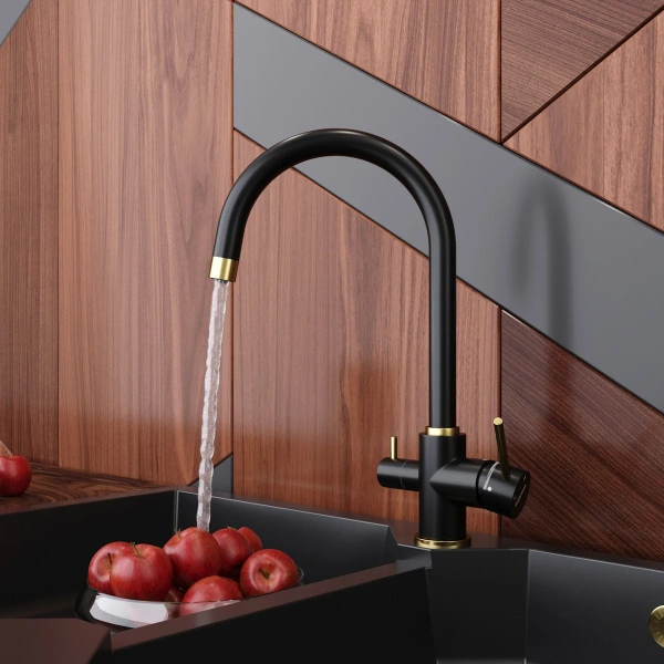 Смеситель для кухни Elghansa Kitchen Pure Water 56B5216-BlackGold black gold фото в интернет-магазине «Wasser-Haus.ru»
