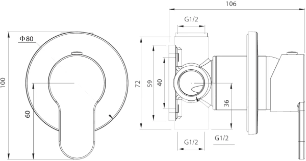 Встраиваемый смеситель для душа и ванны Elghansa Roundline Roundline 34R1183 С ВНУТРЕННЕЙ ЧАСТЬЮ фото в интернет-магазине «Wasser-Haus.ru»