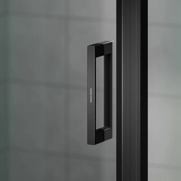 Душевой уголок Kerama Marazzi Vetro 100х100 см, раздвижная дверь, 2 секции двери, профиль матовый черный фото в интернет-магазине «Wasser-Haus.ru»