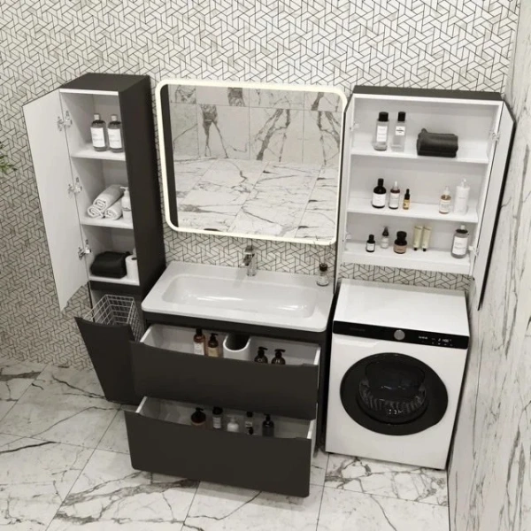 Шкаф Style Line Бергамо Мини Люкс Plus 60 антискрейч черный фото в интернет-магазине «Wasser-Haus.ru»