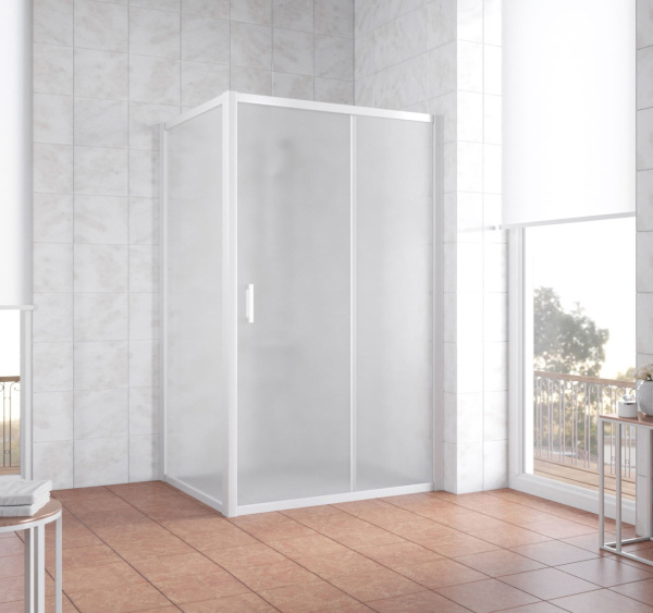 Душевой уголок Vegas Glass ZP+ZPV 130*90 01 10 профиль белый, стекло сатин фото в интернет-магазине «Wasser-Haus.ru»
