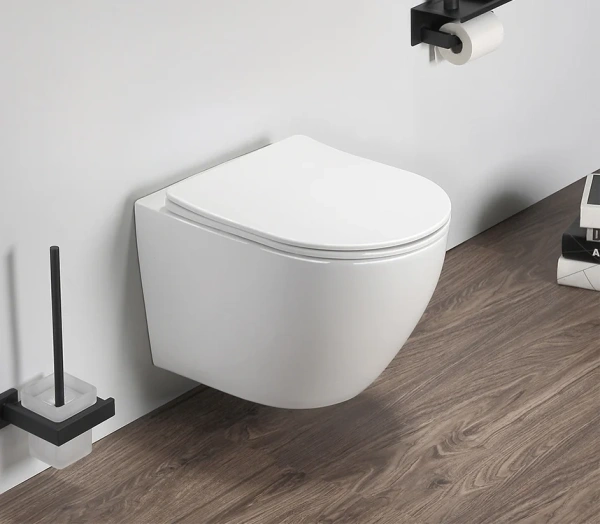 Комплект Унитаз подвесной SantiLine SL-5005 безободковый, с микролифтом + Инсталляция TECE Base 9400413 4 в 1 с кнопкой смыва фото в интернет-магазине «Wasser-Haus.ru»