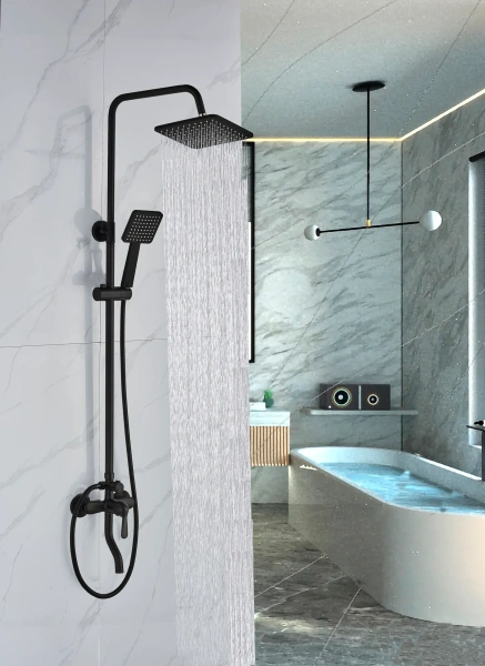 Душевая стойка BOCH MANN Eco Quadro Black BM8427 черная фото в интернет-магазине «Wasser-Haus.ru»