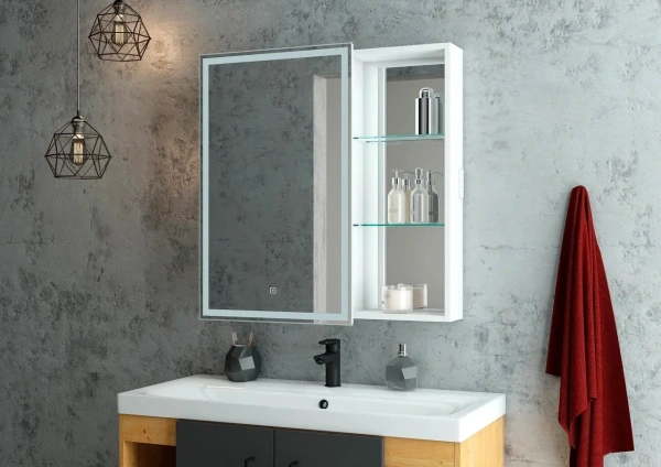 Зеркало-шкаф CONTINENT Aperio L 80х80 с подсветкой фото в интернет-магазине «Wasser-Haus.ru»