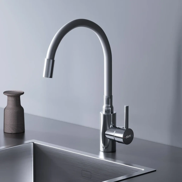 Смеситель для кухни Dorff Logic D3007633 хром, белый, с гибким изливом фото в интернет-магазине «Wasser-Haus.ru»