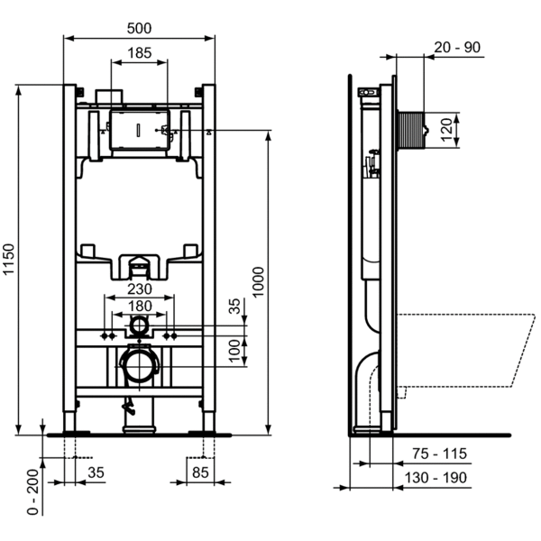Система инсталляции для унитазов Ideal Standard ProSys Eco Frame 2.0 R046367 фото в интернет-магазине «Wasser-Haus.ru»