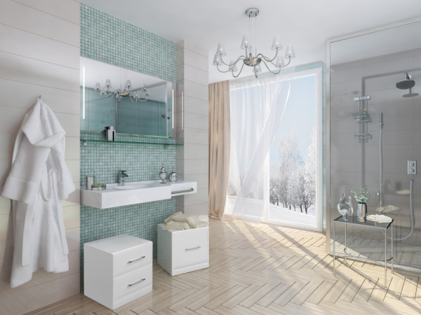 Мебель для ванной Акватон Отель 127 левая фото в интернет-магазине «Wasser-Haus.ru»
