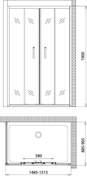 Душевой уголок Gemy Victoria S30192A-A90 150x90 см фото в интернет-магазине «Wasser-Haus.ru»
