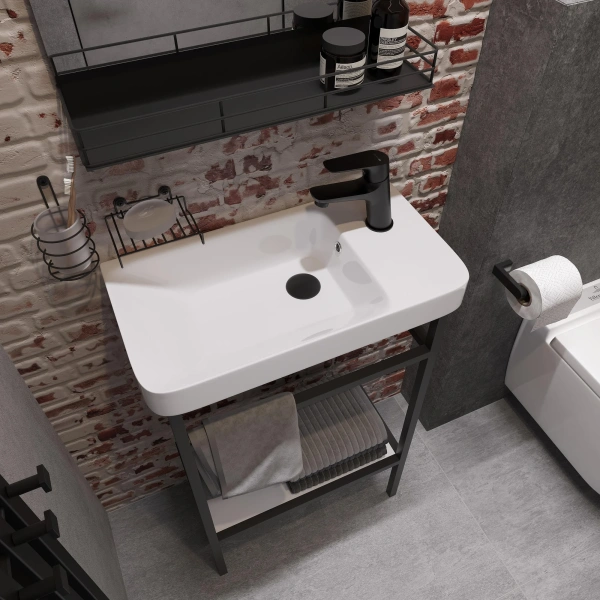 Консоль с раковиной STWORKI Эстфолл 55, черный муар 11054-KL фото в интернет-магазине «Wasser-Haus.ru»