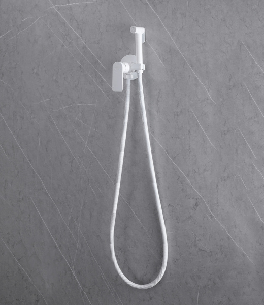 Смеситель ABBER Weiss Insel AF8025W с гигиеническим душем, белый фото в интернет-магазине «Wasser-Haus.ru»