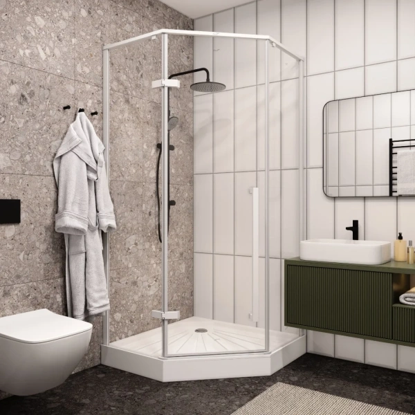 Душевой уголок Ceruttispa C2AW 100x100, профиль белый фото в интернет-магазине «Wasser-Haus.ru»
