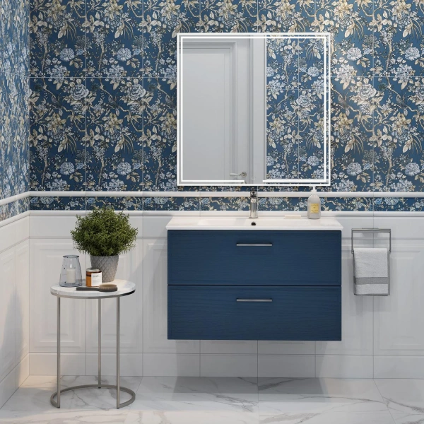 Мебель для ванной Kerama Marazzi Piano Classic 85 подвесная, ясень синий матовый фото в интернет-магазине «Wasser-Haus.ru»