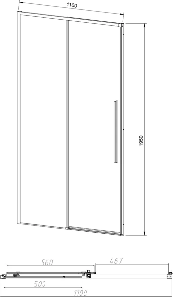 Душевая дверь в нишу Vincea Slim-N VDS-4SN110CLB 110 см, профиль черный фото в интернет-магазине «Wasser-Haus.ru»