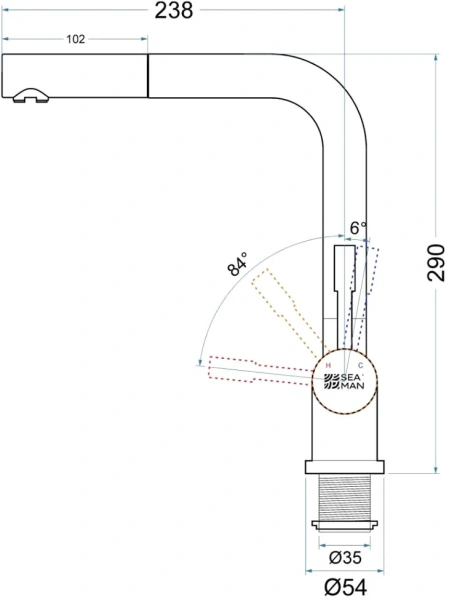 Смеситель для кухни Seaman Eco Venice SSN-0912P-GL gun light фото в интернет-магазине «Wasser-Haus.ru»