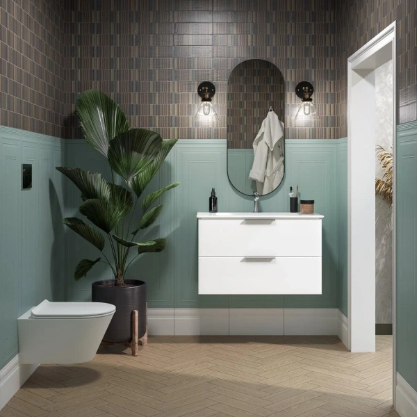 Мебель для ванной Kerama Marazzi Piano Classic 85 подвесная, ясень белый матовый фото в интернет-магазине «Wasser-Haus.ru»