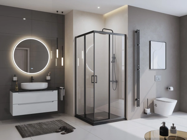 Поддон для душа BelBagno Uno A 90х90, черный матовый, с сифоном фото в интернет-магазине «Wasser-Haus.ru»