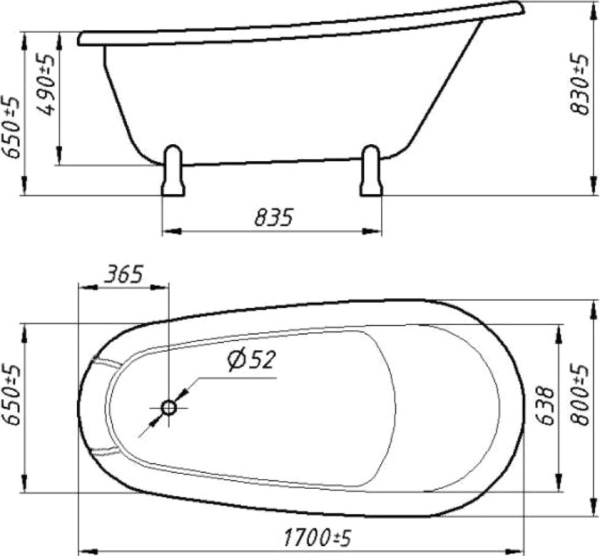 Ванна из искусственного камня Фэма Салерно 2 170x80 белая, ножки бронза, со смесителем фото в интернет-магазине «Wasser-Haus.ru»