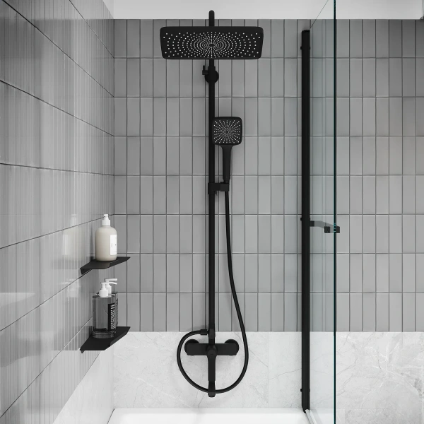 Душевая стойка IDDIS Parker PARBL3Fi06, матовый черный фото в интернет-магазине «Wasser-Haus.ru»
