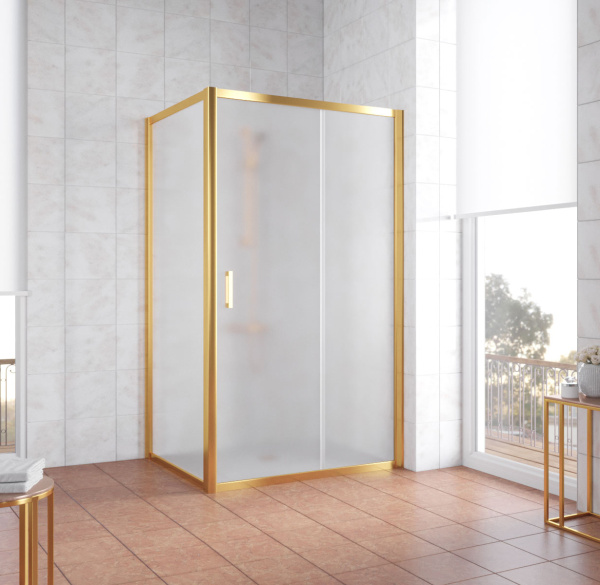 Душевой уголок Vegas Glass ZP+ZPV 110*90 09 10 профиль золото, стекло сатин фото в интернет-магазине «Wasser-Haus.ru»