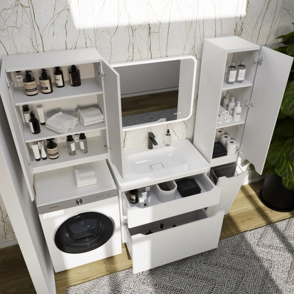 Мебель для ванной Style Line Марелла 90 напольная, белая матовая фото в интернет-магазине «Wasser-Haus.ru»
