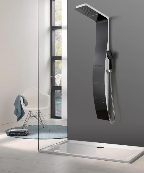 Душевая панель Ceruttispa Arno 9656 с тропическим душем, черная, белая, из нержавеющей стали фото в интернет-магазине «Wasser-Haus.ru»