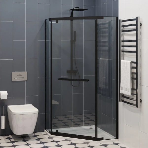 Душевой уголок Ceruttispa Chika ZP101B 100x100, профиль черный фото в интернет-магазине «Wasser-Haus.ru»