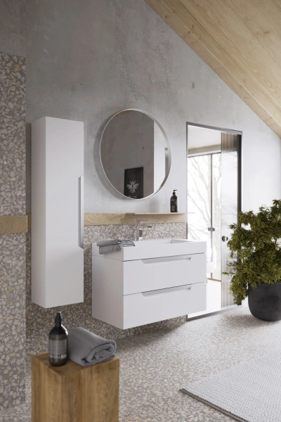 Мебель для ванной Aqwella Cube 90 белая матовая фото в интернет-магазине «Wasser-Haus.ru»