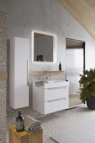 Мебель для ванной Aqwella Cube 70 белая матовая фото в интернет-магазине «Wasser-Haus.ru»