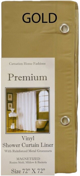 Штора для ванной Carnation Home Fashions Premium 4 Gauge Gold защитная фото в интернет-магазине «Wasser-Haus.ru»
