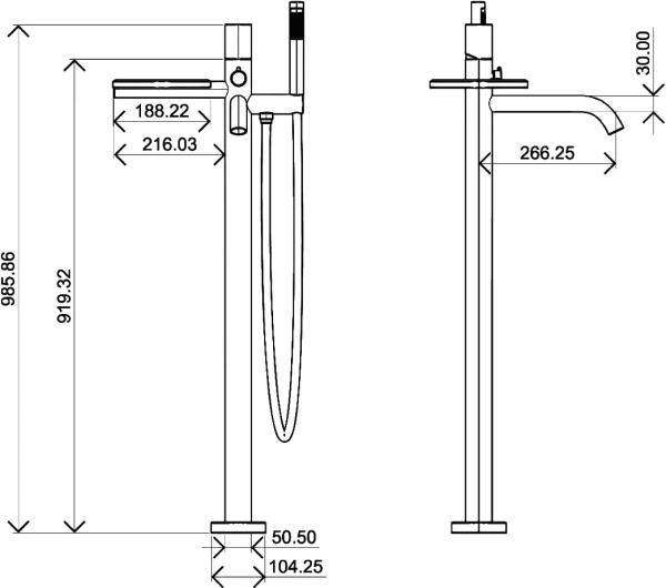 Напольный смеситель для ванны с душем Boheme Stick 129-WCR.2 white touch chrome фото в интернет-магазине «Wasser-Haus.ru»