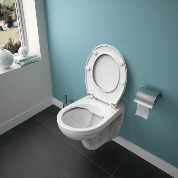 Комплект Унитаз подвесной Ideal Standard Eurovit K881201 безободковый + Система инсталляции для унитазов Ideal Standard ProSys Eco Frame 2.0 с кнопкой смыва фото в интернет-магазине «Wasser-Haus.ru»