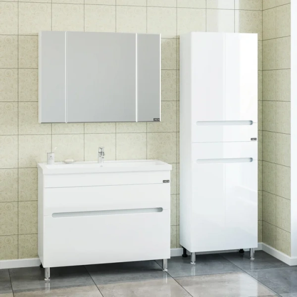 Мебель для ванной СаНта Лондон (Фостер) 100 напольная, 2 ящика фото в интернет-магазине «Wasser-Haus.ru»