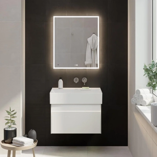 Мебель для ванной Kerama Marazzi Logica 70 подвесная, белоснежная, без отверстий под смеситель фото в интернет-магазине «Wasser-Haus.ru»
