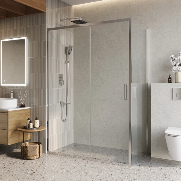 Душевой уголок BelBagno Luce AH-1-140/80-C-Cr стекло прозрачное фото в интернет-магазине «Wasser-Haus.ru»