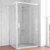 Душевой уголок Vegas Glass ZP+ZPV 100*80 01 01 профиль белый, стекло прозрачное фото в интернет-магазине «Wasser-Haus.ru»